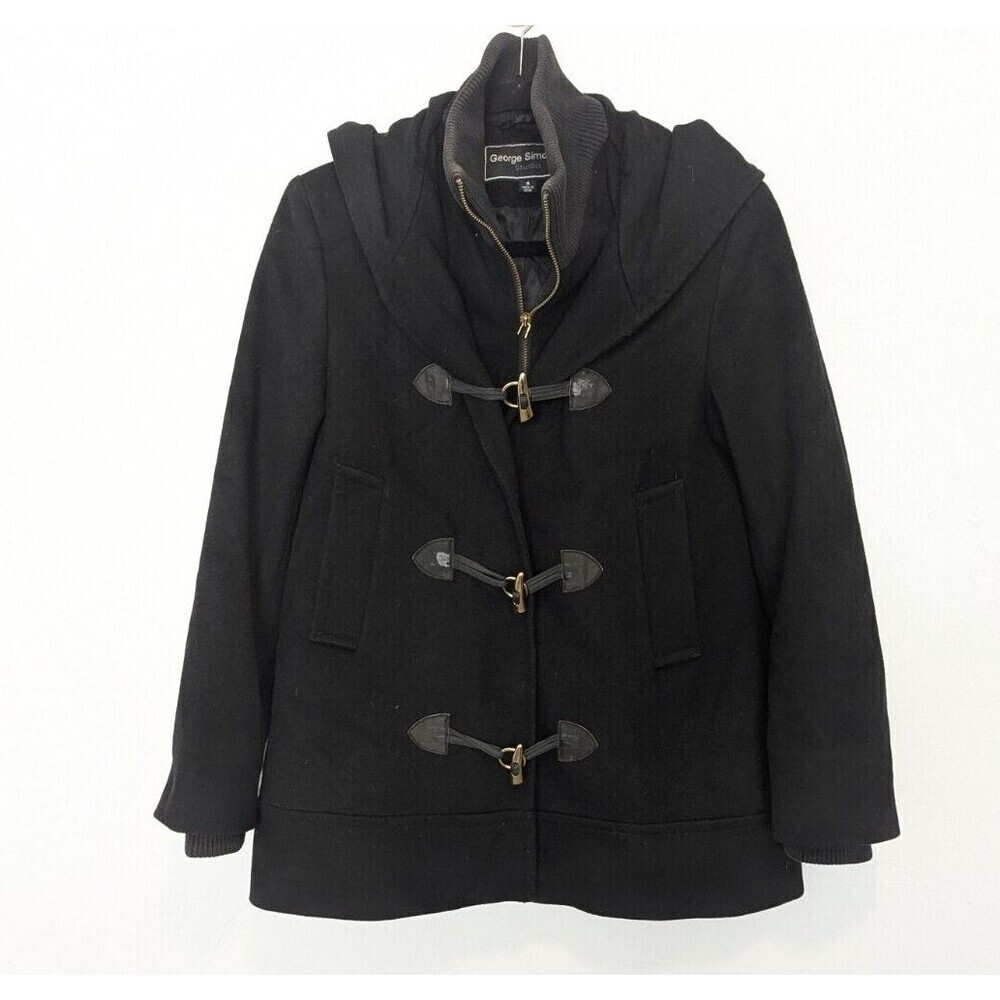 George Simonton Coat Womens 4 Black‎ Lambswool Cashmere Classic Warm Jacket